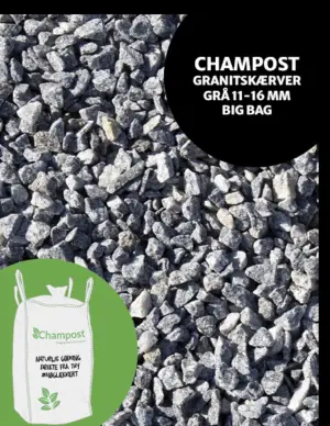 CHAMPOST Granitskærver, grå 11-16 mm. 1 ton