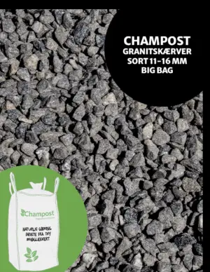 CHAMPOST Granitskærver, sort 11-16 mm. 1 ton