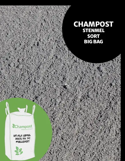 Stenmel sort fra Champost