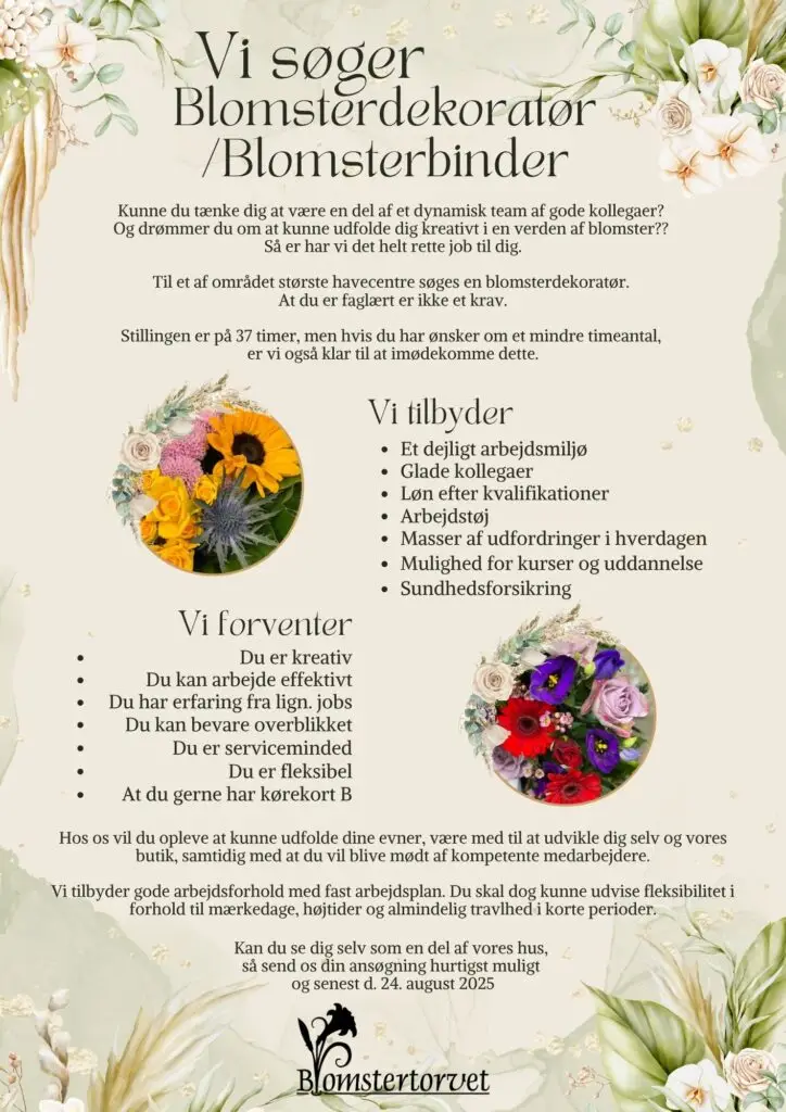 Stillingsopslag Blomsterdekoratør