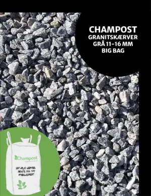 CHAMPOST Granitskærver, grå 11-16 mm. 1 ton