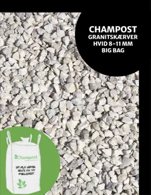 CHAMPOST Granitskærver, hvid 8-11mm. 1 ton