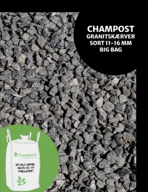 CHAMPOST Granitskærver, sort 11-16 mm. 1 ton